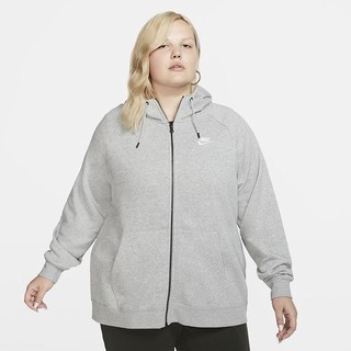 Hanorace Nike Sportswear Essential (Plus Size) Full-Zip Dama Gri Inchis Albi | PWRL-51294